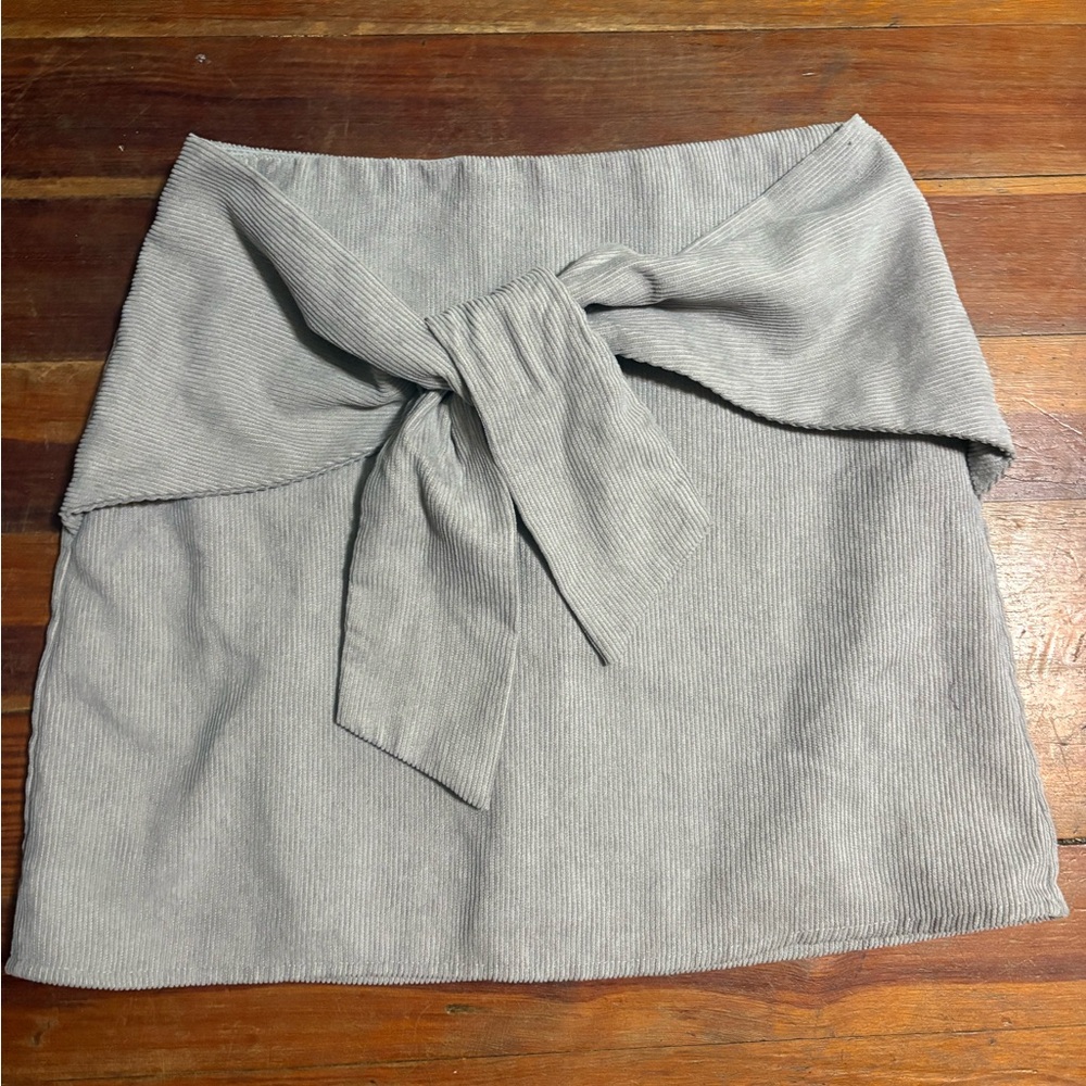 Altar'd State Light Gray Mini Skirt with Bow